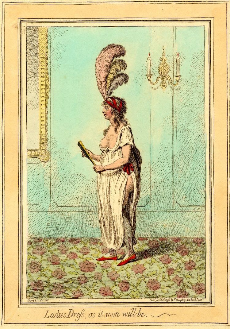 satirical cartoon plate of a high fashion merveilleuse