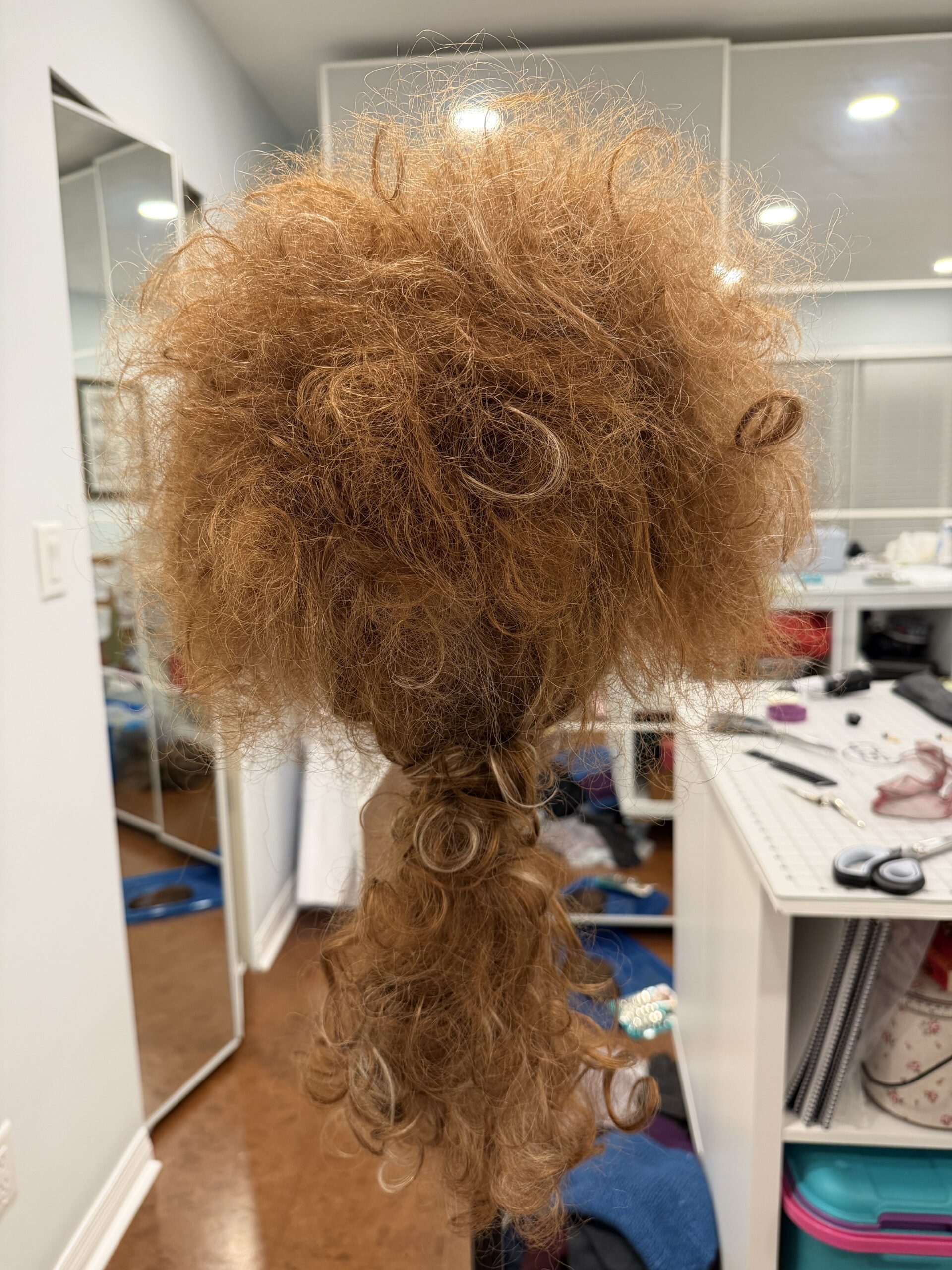 a vaguely georgian-ish hedgehog wig with a pendant ponytail