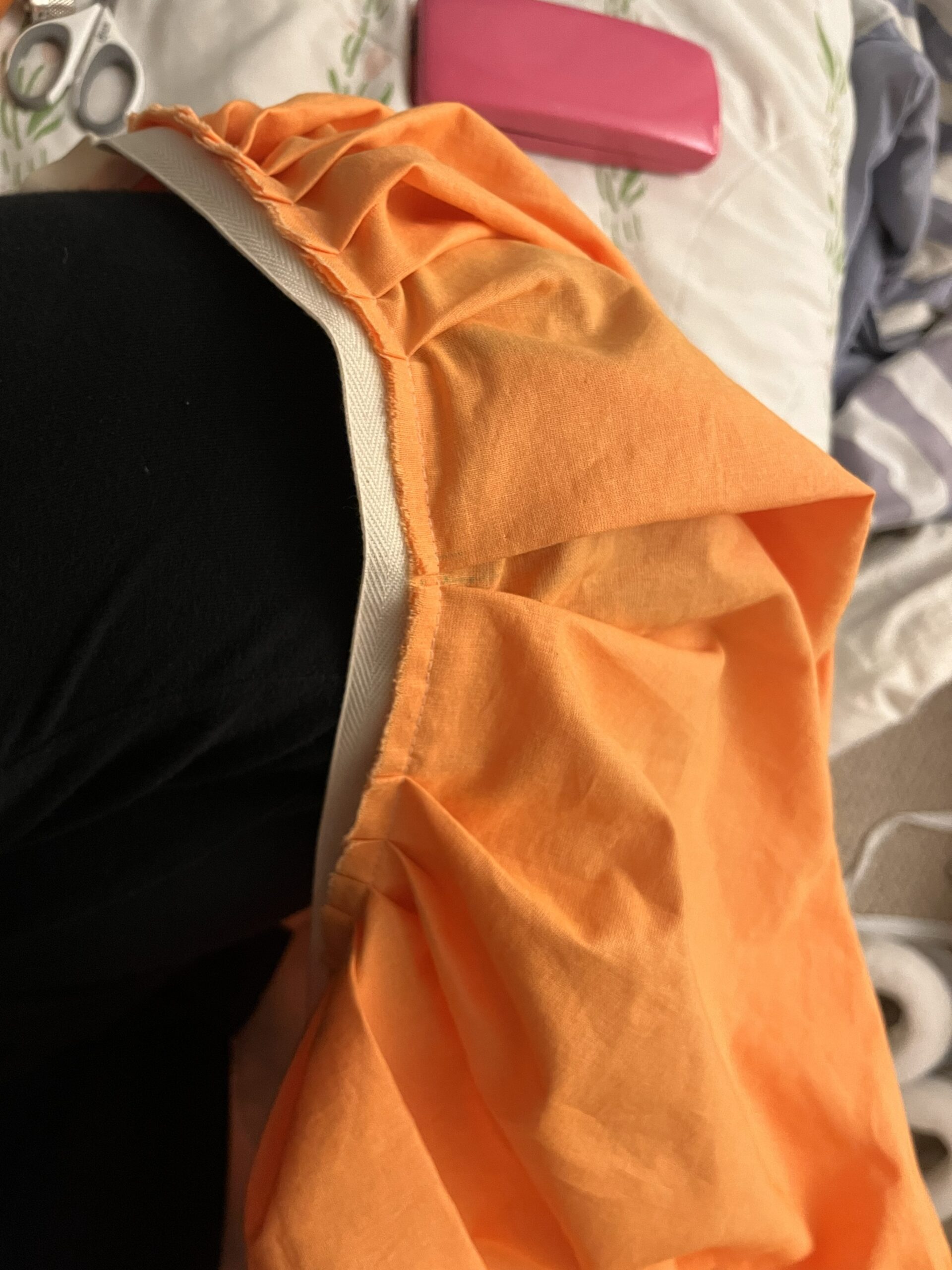 a petticoat with a waist tape stitched ready for whipping down