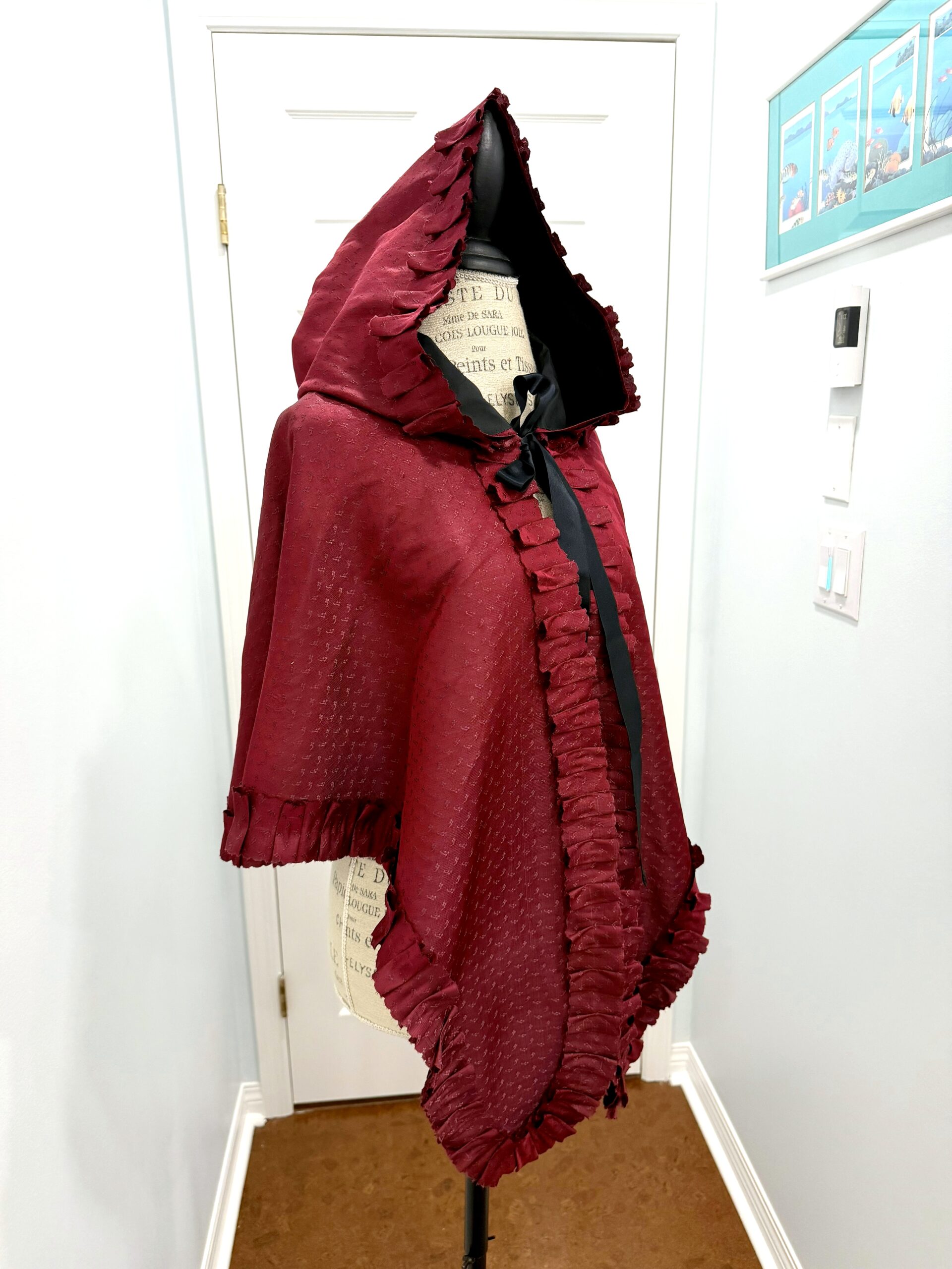 A Burgundy Silk Scroop Charlotte Mantle