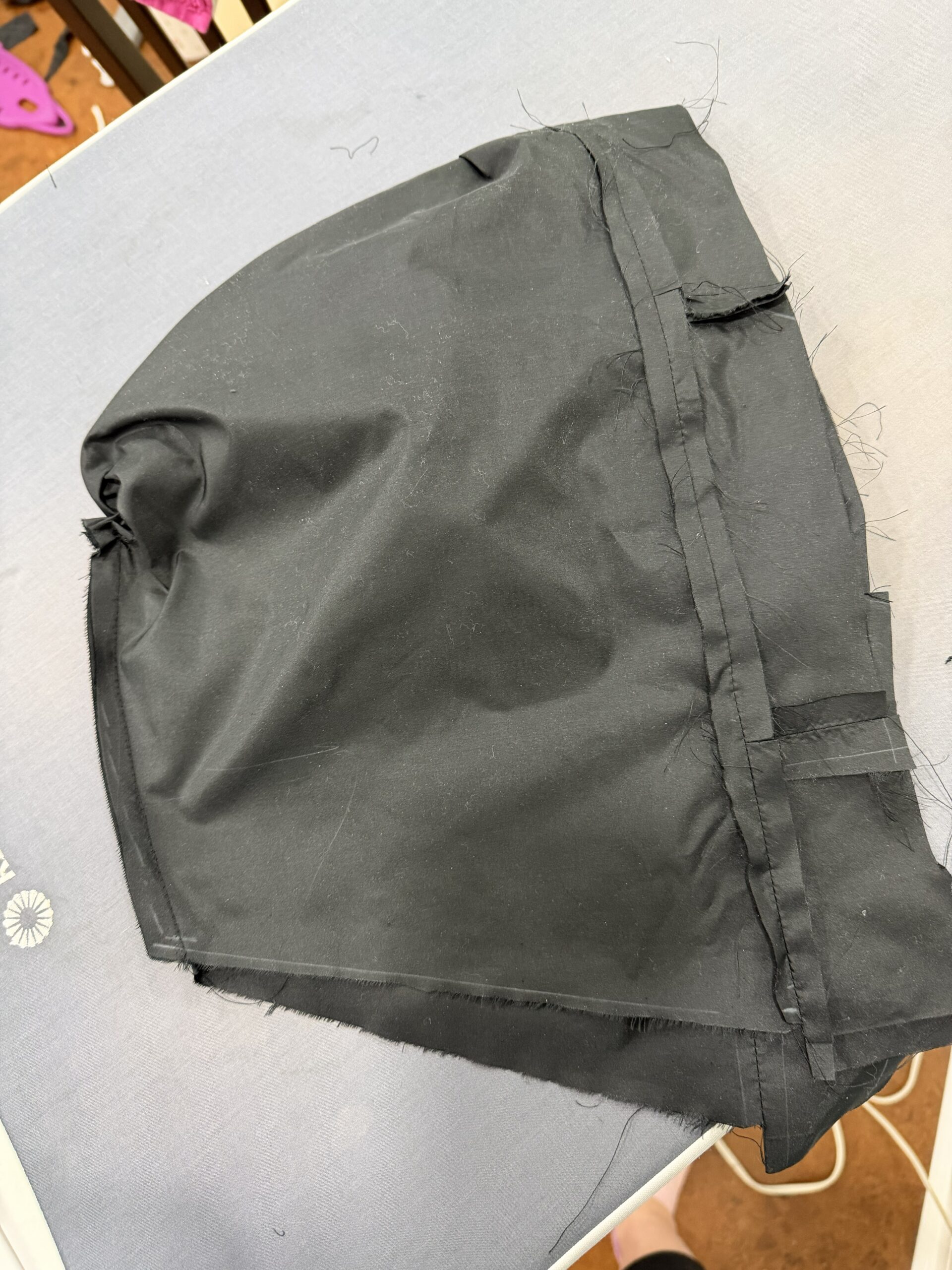 a heavily pieced hood lininh