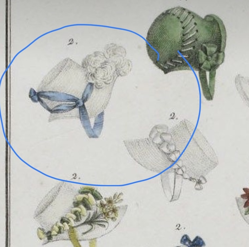 close up of a straw bonnet from the year 1809