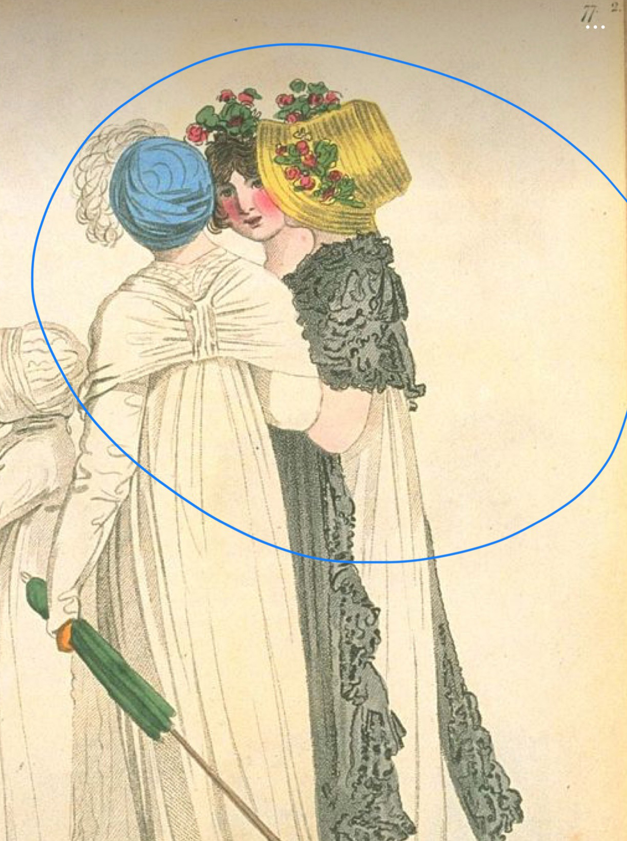 fashion plate with straw hat c 1804